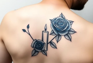 Blue, rose, water, candles tattoo idea