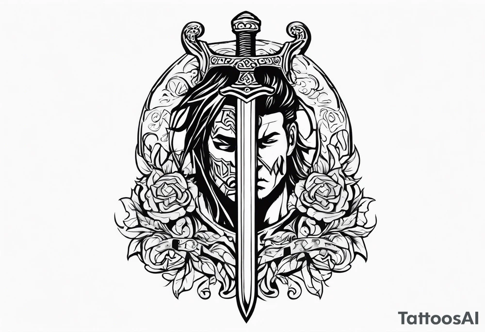 Valhalla sword warrior funeral tattoo idea