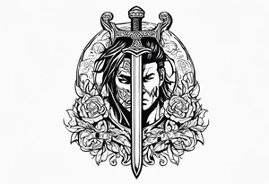 Valhalla sword warrior funeral tattoo idea