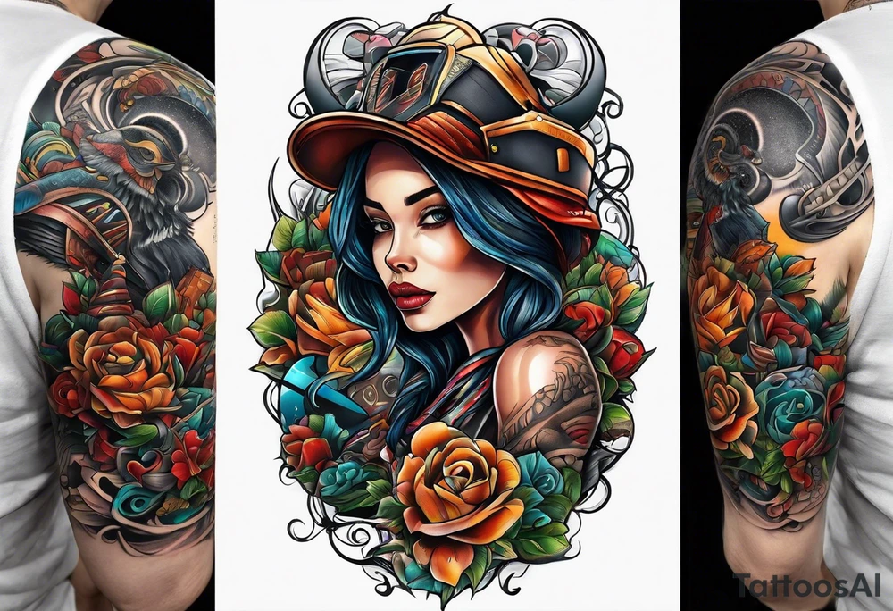 Black person skateboarding tattoo idea