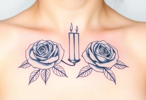 Blue, 2 roses, 2 candles, water tattoo idea