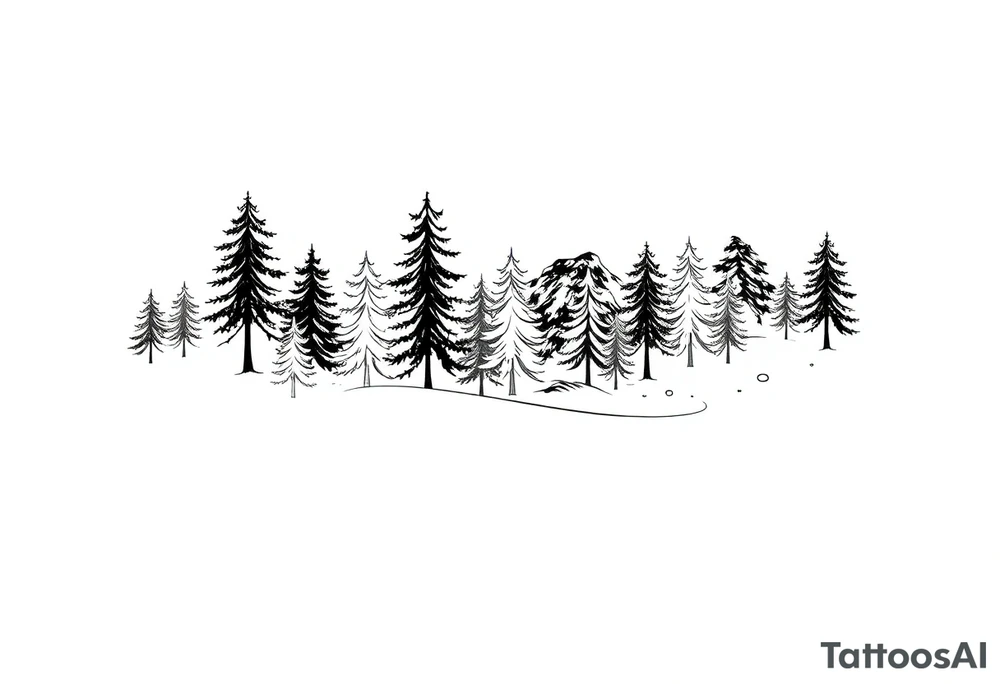 Coniferous forest tattoo sleeve black and gray tattoo idea