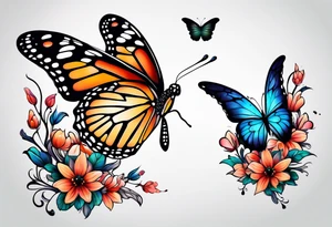 animal butterfly , flower tattoo idea