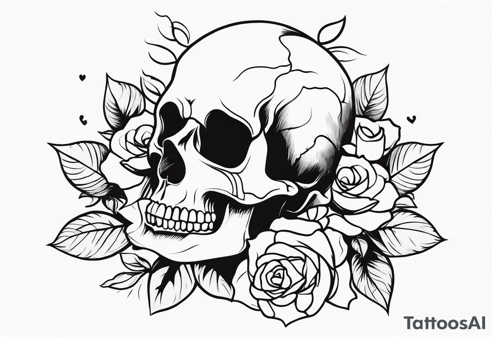 skull and roses tattoo idea