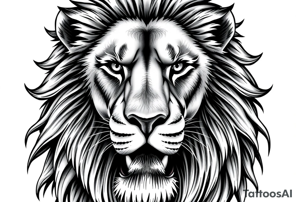 powerful majestic lion, close-up tattoo idea