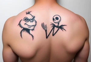 Spooky christmas arm grinch and jack skellington tattoo idea