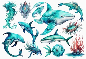 a beautiful turquoise seas creature tattoo idea