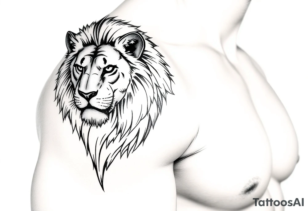 lion on the shoulder tattoo idea