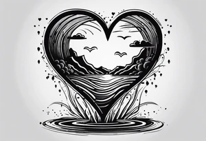 small simple tattoo with the words "love drought" with a melting heart underneath it tattoo idea