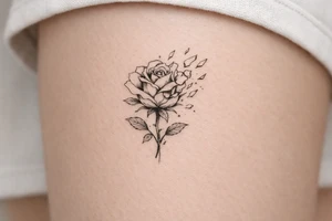 Rose shattering into glass shards tattoo idea