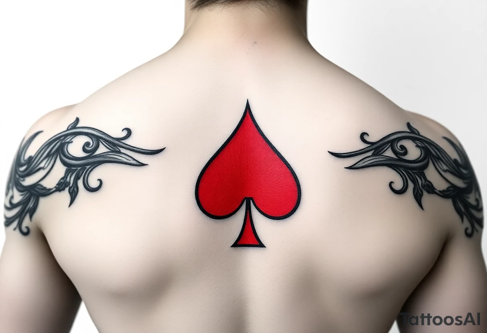 What would I be able to use to Cover up a red spade outlines in black on woman's chest tattoo idea