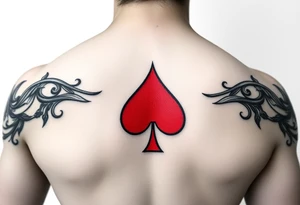 What would I be able to use to Cover up a red spade outlines in black on woman's chest tattoo idea