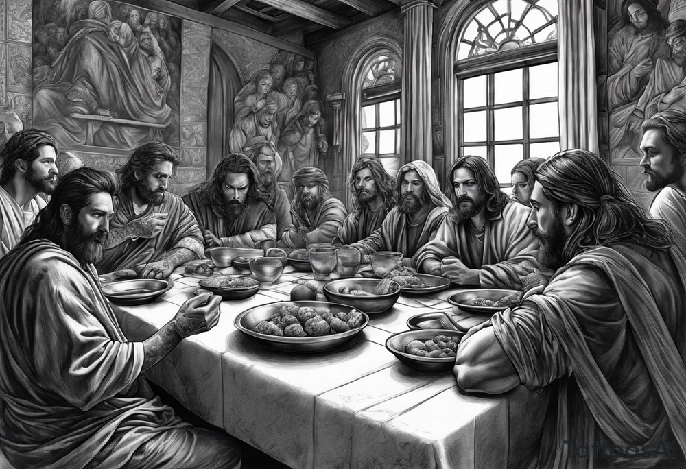 Last supper scene but everyone is a dead tattoo idea