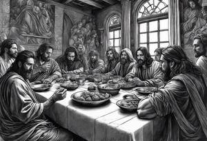 Last supper scene but everyone is a dead tattoo idea