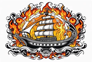 valhalla sword  funeral boat on fire tattoo idea