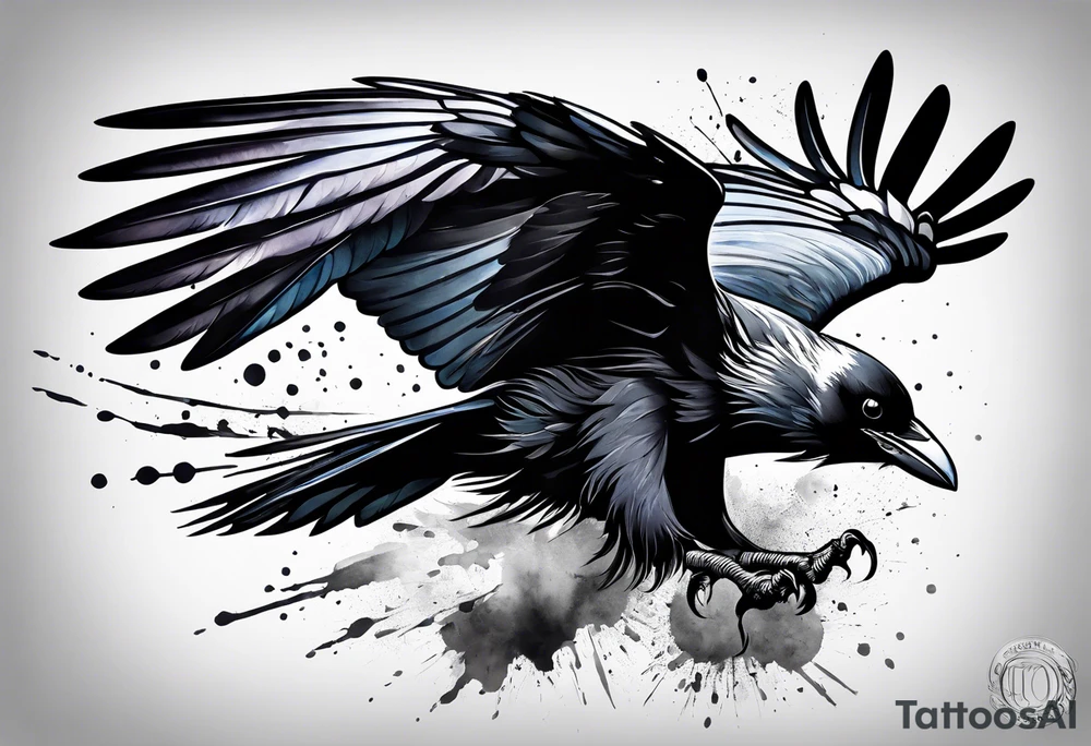 crows in flight tattoo idea