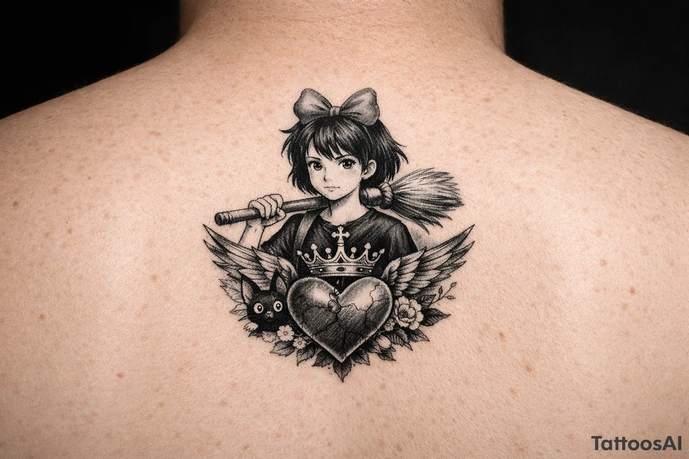 Kiki with heart and crown tattoo idea