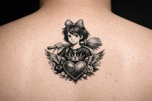 Kiki with heart and crown tattoo idea