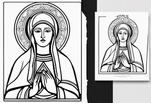 “Totus tuus”
with image of Our Lady of Aparecida outline tattoo idea