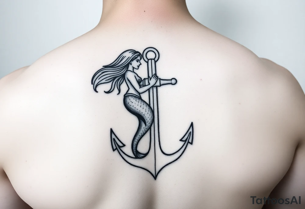mermaid and anchor tattoo simple tattoo idea