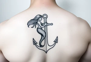 mermaid and anchor tattoo simple tattoo idea