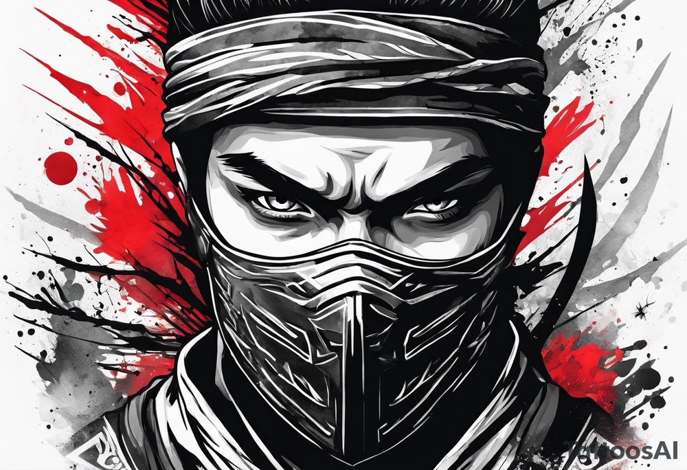 the letters A W R in the middle of a ninja headband tattoo idea
