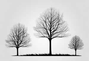 Silhouettes of trees drawn with simple vertical lines, without unnecessary details. For example, three trees of different heights. tattoo idea