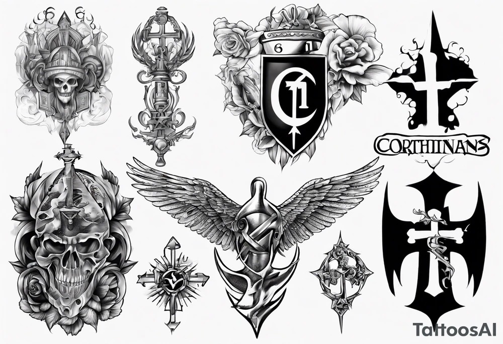 Corinthians 16:13 Theme back piece tattoo idea