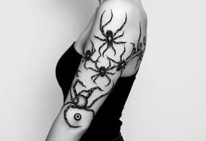 4 Spiders crawling down arm tattoo idea
