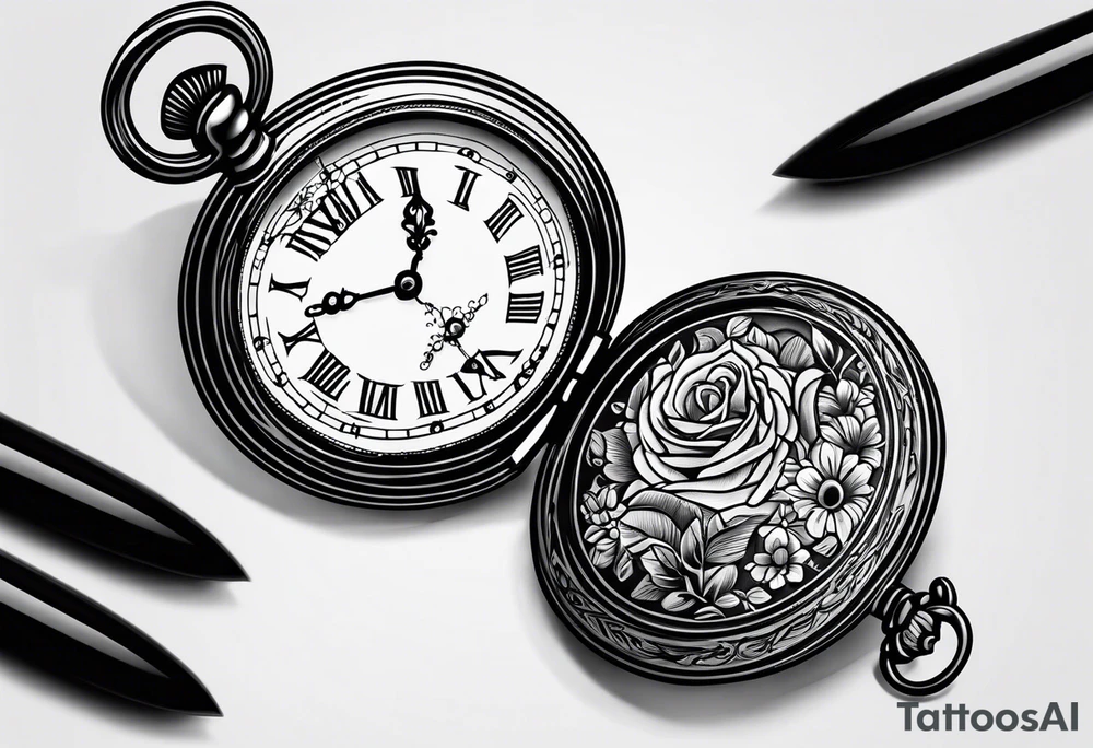 simple pocket watch tattoo idea