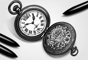 simple pocket watch tattoo idea