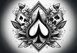 6 aces in hand, first two broken, remaining getting stronger as you go along the row tattoo idea