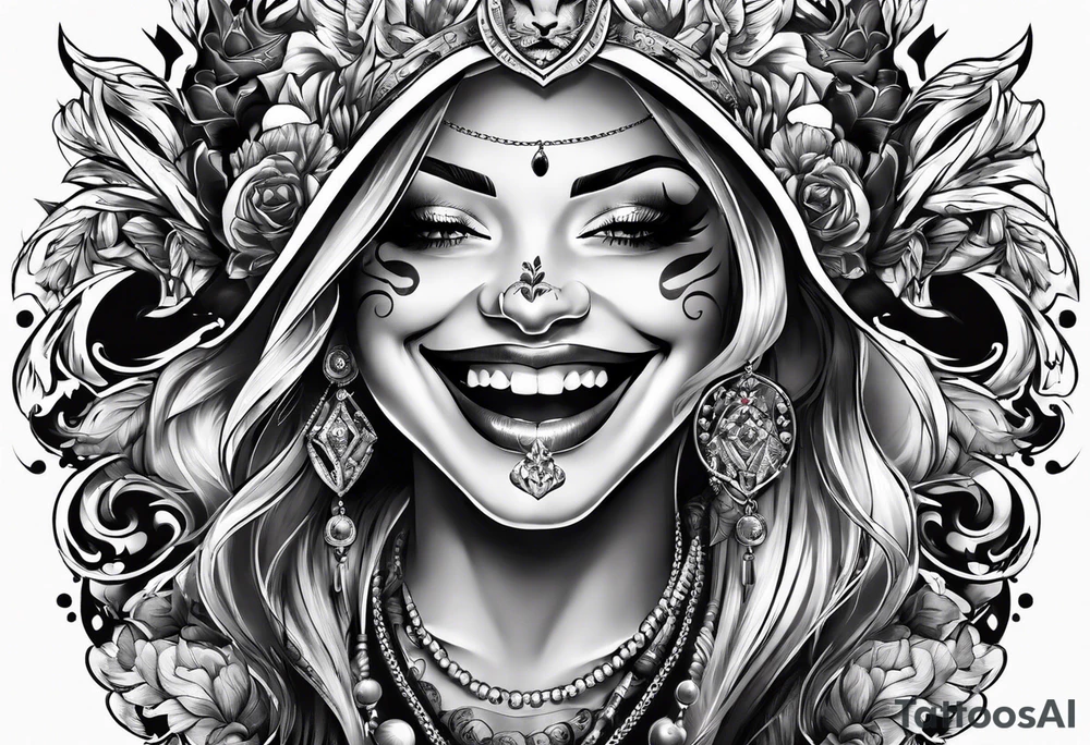 Smile now cry later gangster art tattoo idea