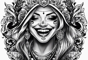 Smile now cry later gangster art tattoo idea