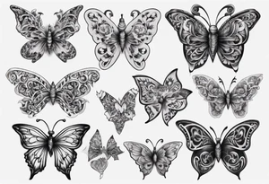 Butterfly wrap tattoos in heart with floral tattoo idea
