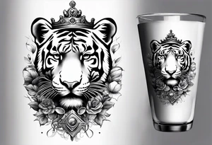 King tiger on top of Hour glass with Brain and heart inside
Full detailed sleeve tattoo idea