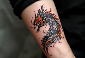 凤凰 (fènghuáng, “phoenix”) in red and crimson expresses grace through rebirth and resilience. tattoo idea