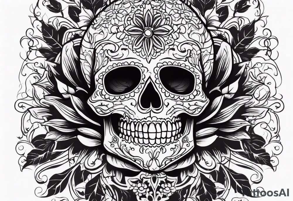 Day of dead skull with smoke around it tattoo idea