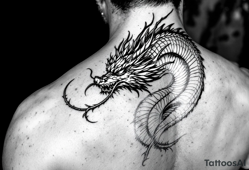 beautiful water dragon tattoo idea