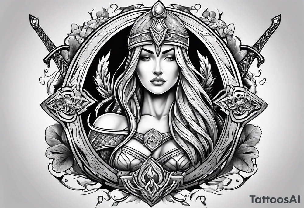 Valhalla sword shield mother tattoo idea
