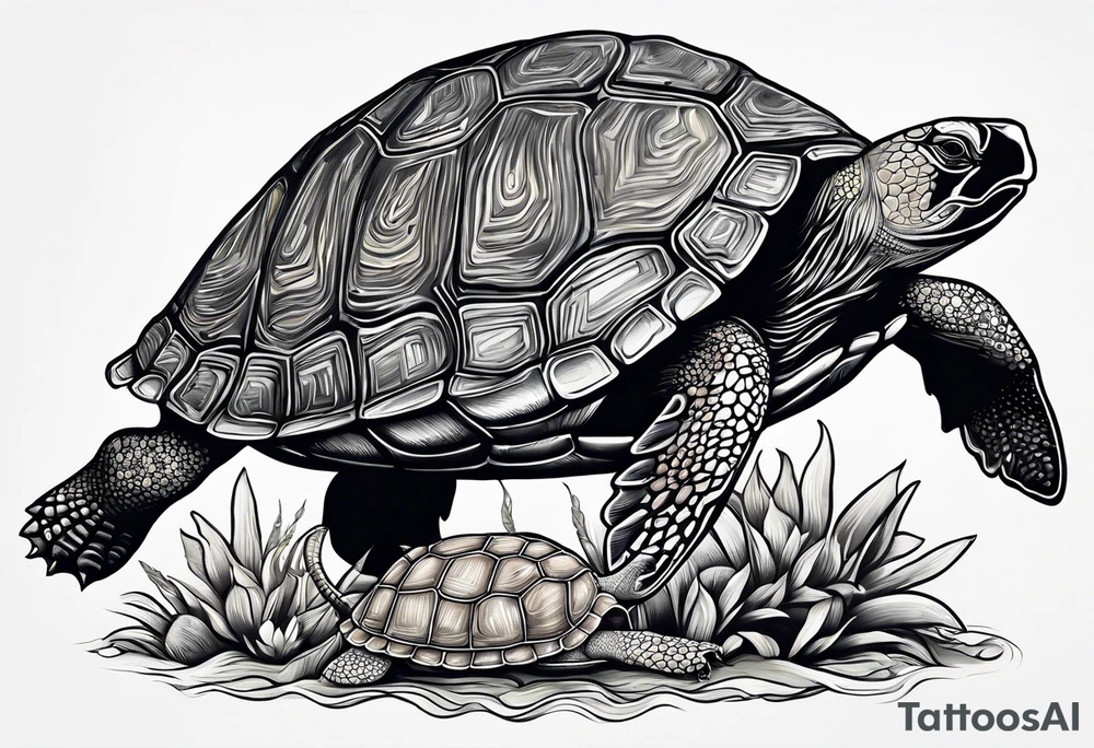 Rabbit and Turtle running tattoo idea