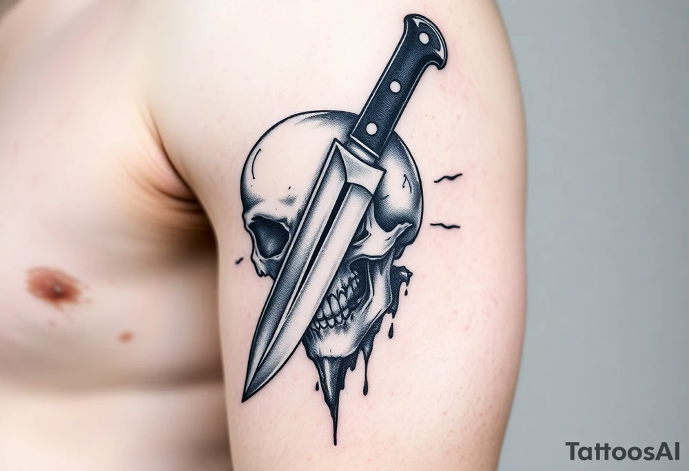 Knife going thruog a skull tattoo idea