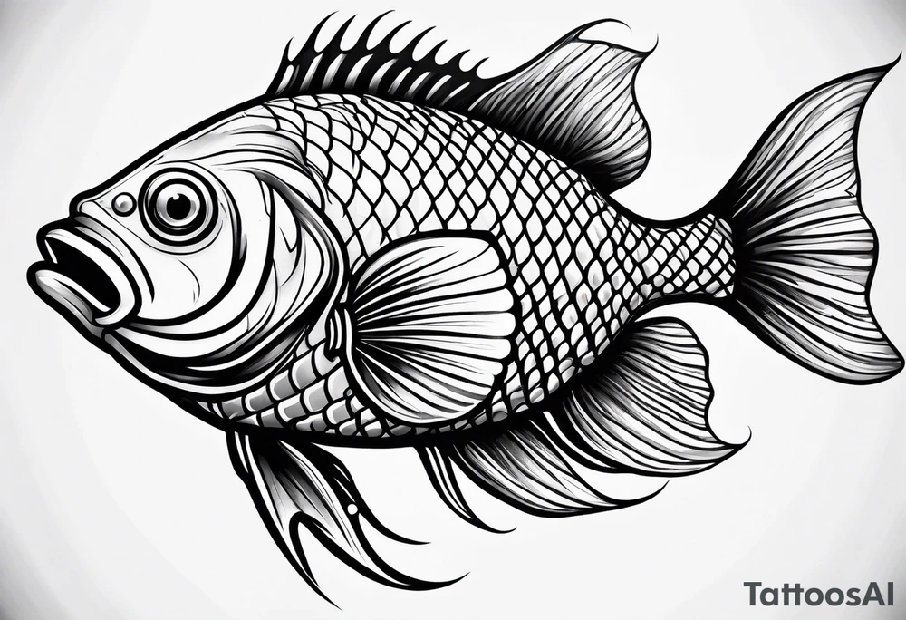 Line work fish tattoo idea
