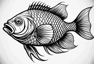 Line work fish tattoo idea