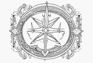 sagittarius sign with designs surrounding it tattoo idea
