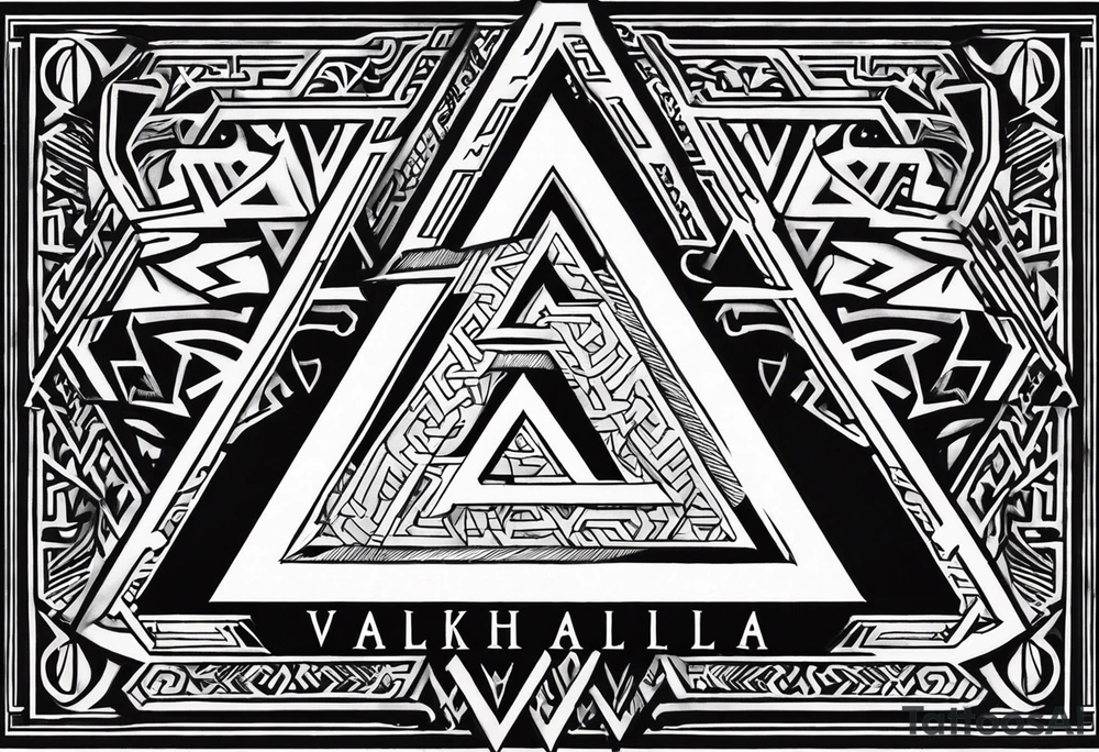 Valhalla 
valknut sword axe tattoo idea