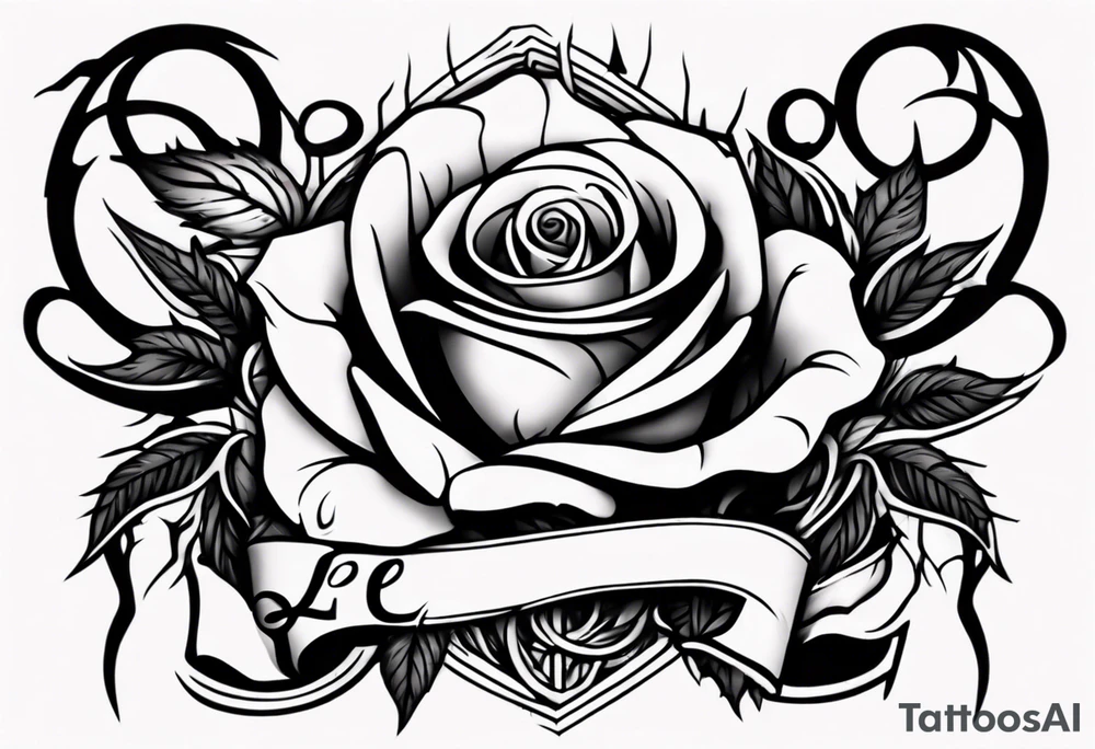 a forearm tattoo with a rose and roots underneath that spell love tattoo idea