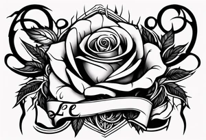 a forearm tattoo with a rose and roots underneath that spell love tattoo idea