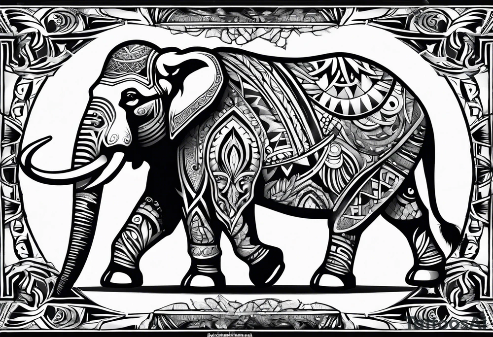 strong mammoth tribal tattoo idea