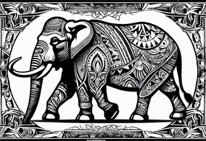 strong mammoth tribal tattoo idea